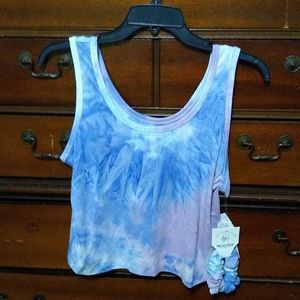 💃Wallflower Tie Dye Cropped Tank Top Jr. XL w/ Scrunchie